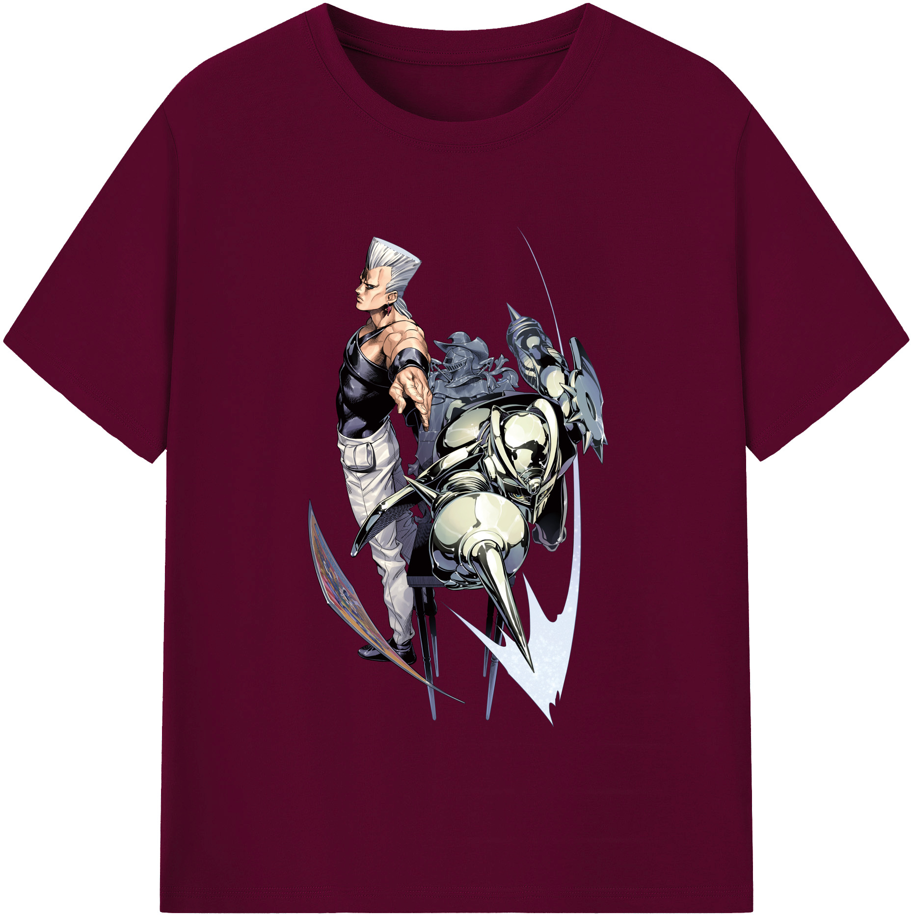 （画像用） ジョジョの奇妙な冒険 ジャン＝ピエール?ポルナレフ JoJo's Bizarre Adventure Jan Pierre Polnareff レディースカジュアルプリントTシャツ（綿100％）